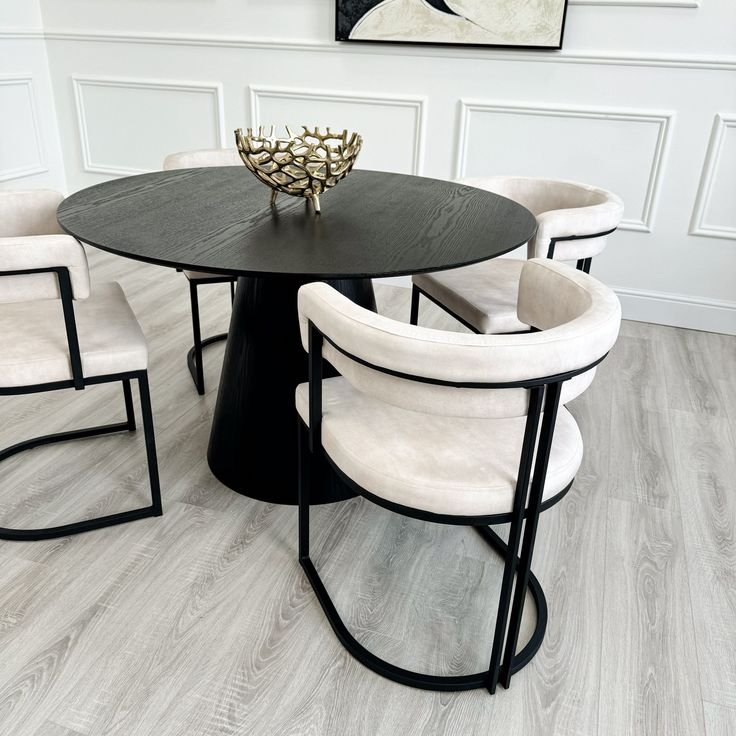 Durable Modern Metal Black Dining Room